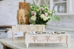 Rose Swag Elevated Pet Bowl / Feeder - Bonne et Filou