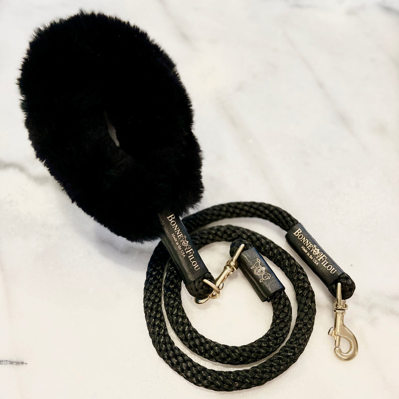 Bundle Shearling Fur Grip + Rope Leash for Dogs - Bonne et Filou