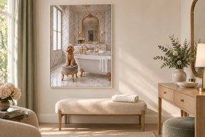 Les Bains hung in a room