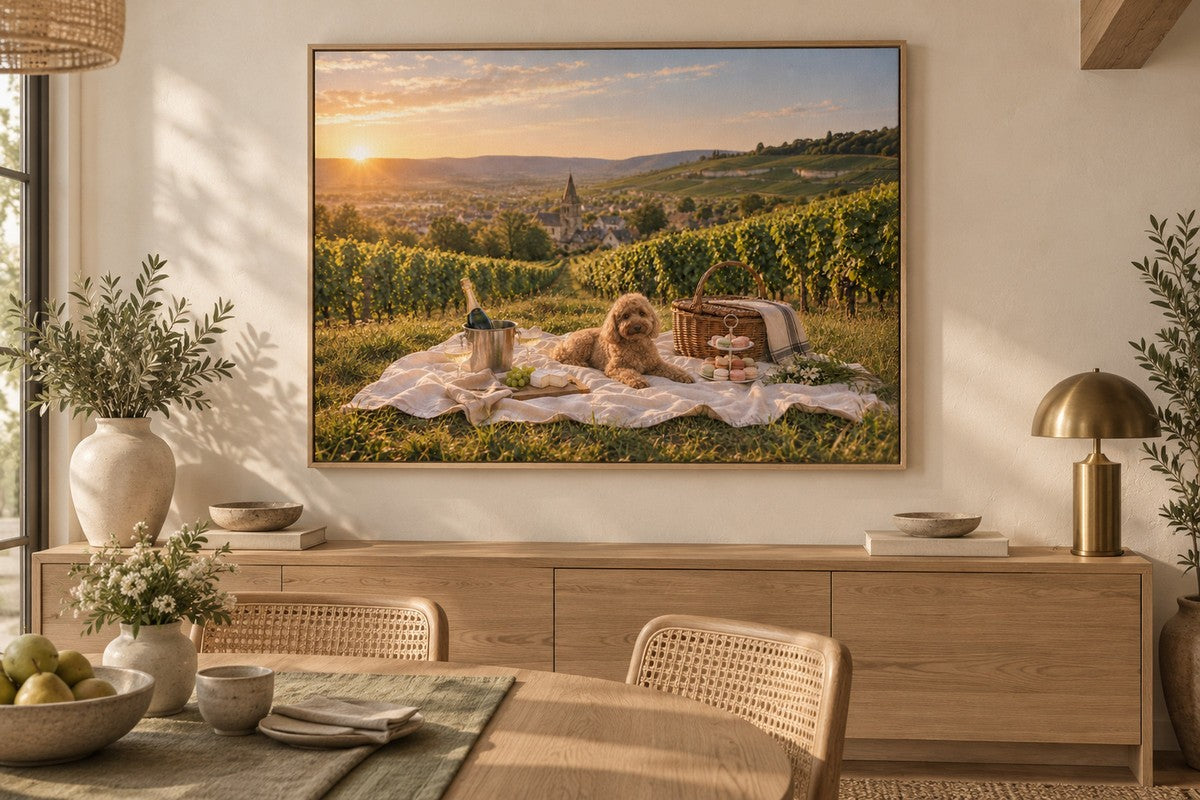Les Vignes hung in a room