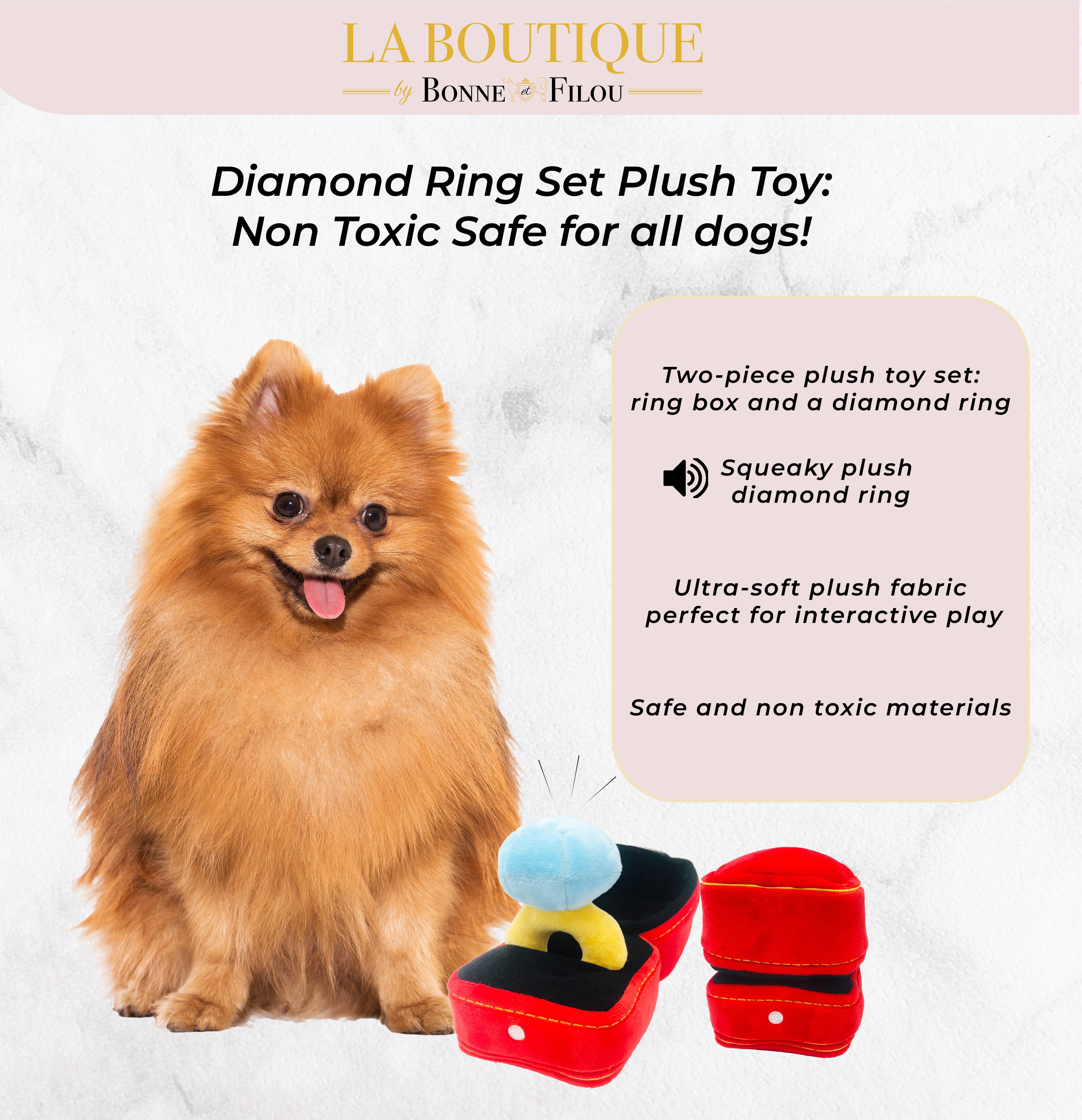 Diamond Ring Plush Dog Toy Set | Wedding Engagement Ring
