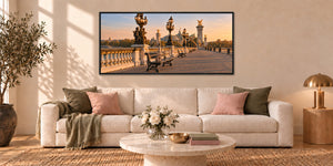 Le Pont Doré hung in a room, in a Noir frame