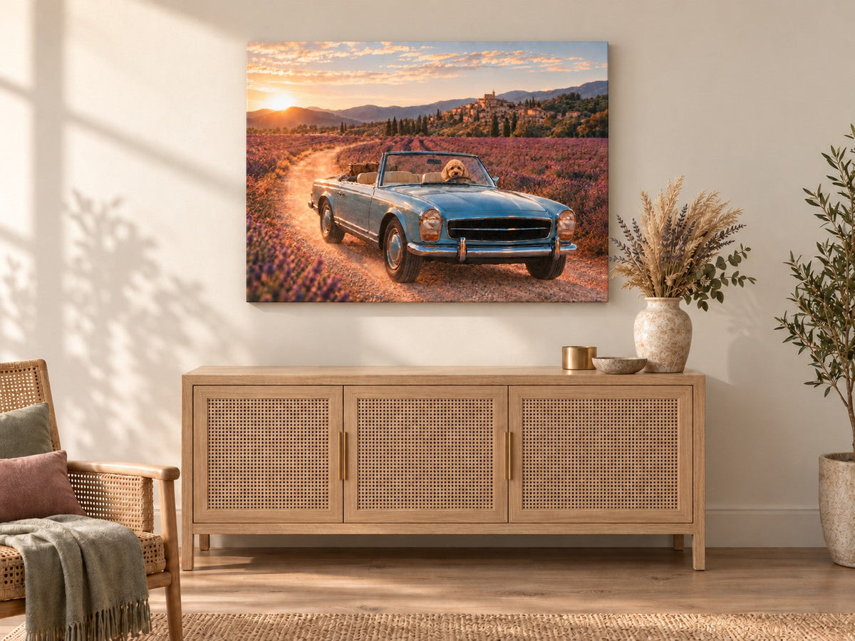 La Lavande frameless, the artwork mirrored around the 0.75 inch edge