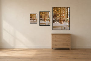 The 3 portrait sizes shown together above a 36 inch chest of drawers, so you can judge the scale