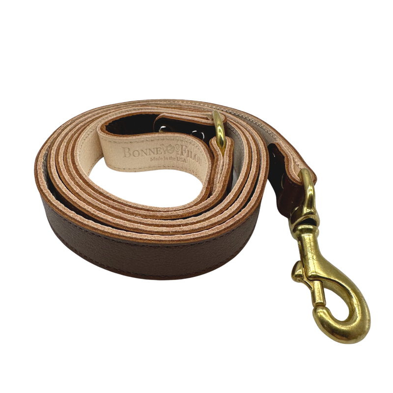 Plain Leather Dog Leashes brown