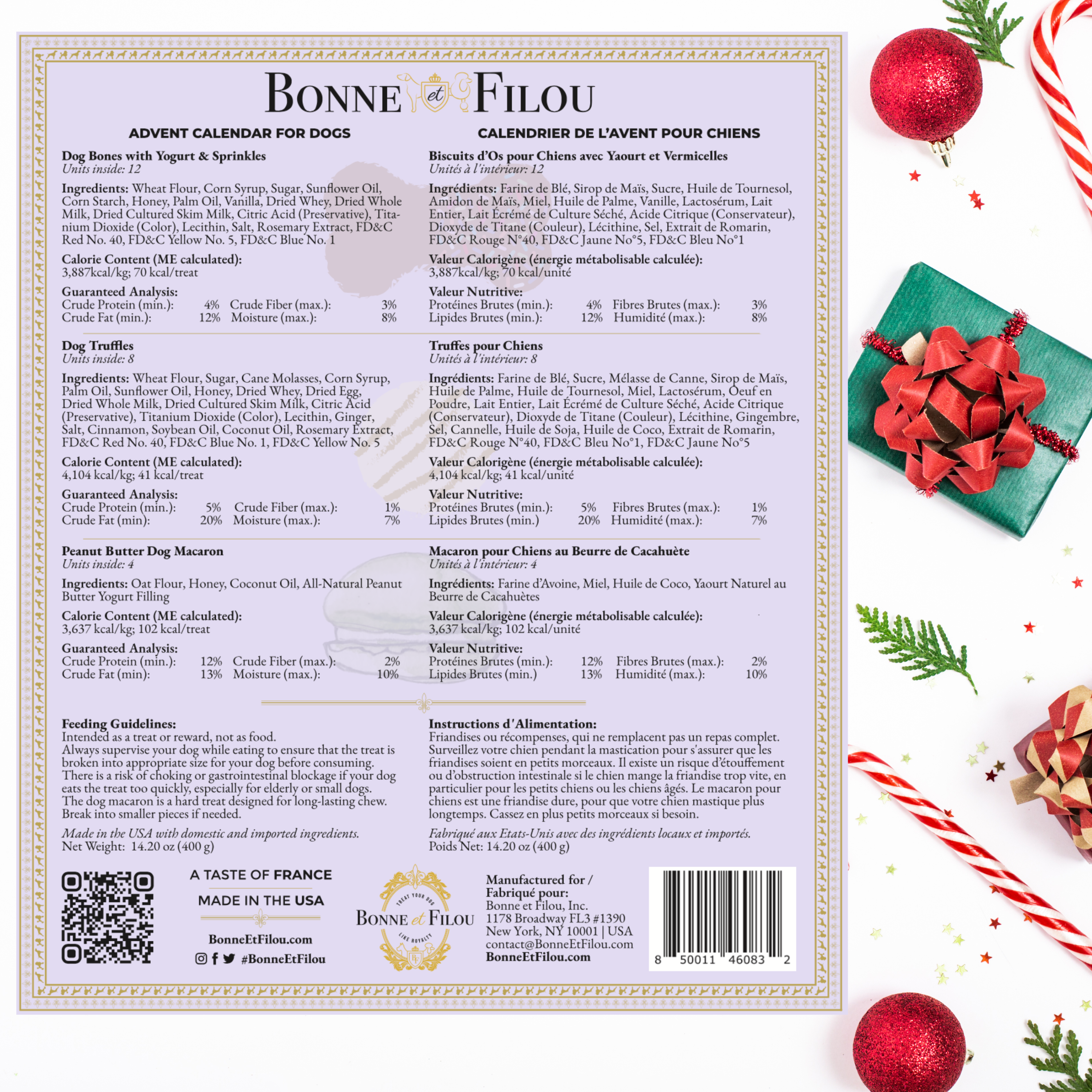 Dog Treats Advent Calendar - 24 Holiday Treats for Dogs - Bonne et Filou