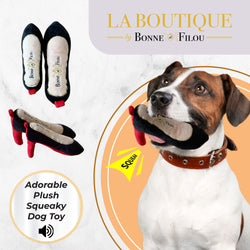 Red Heel Squeaky Dog Shoe Toy - Bonne et Filou