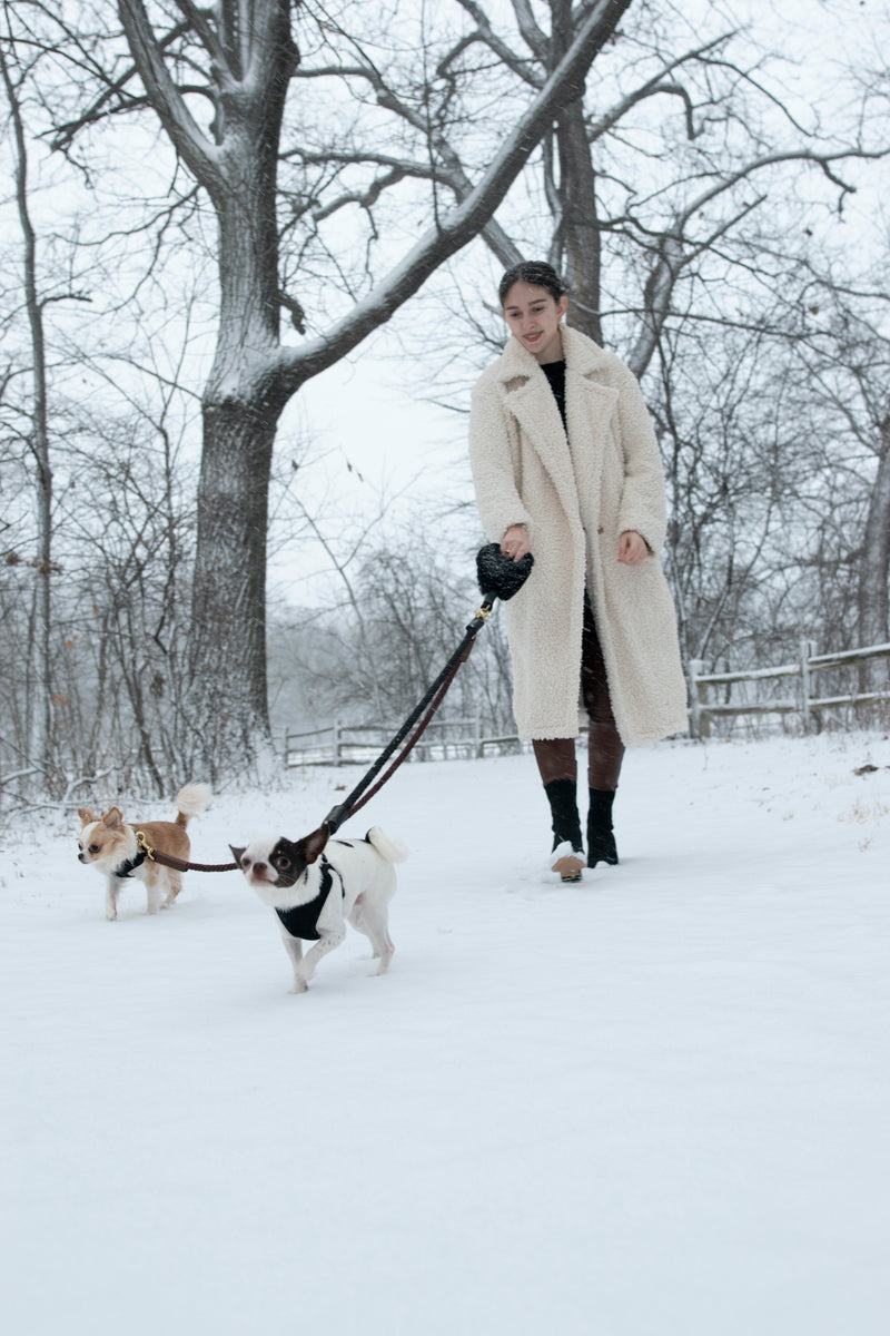 Bundle Shearling Fur Grip + Rope Leash for Dogs - Bonne et Filou