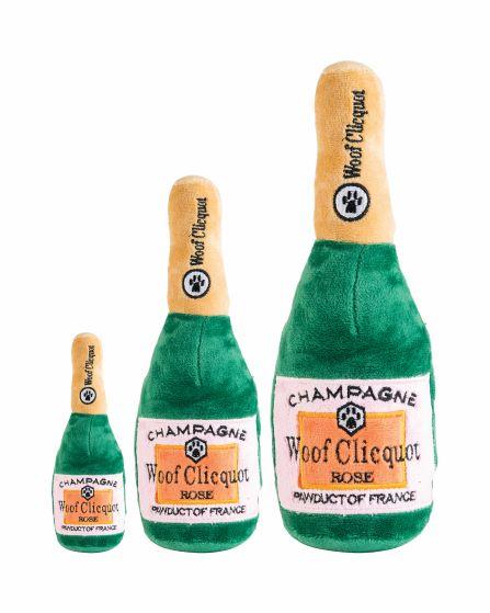 Woof Clicquot Rose Champagne Bottle Dog Toy | Bonne et Filou Woof Clicquot Rose Champagne Bottle Dog Toy | Bonne et Filou